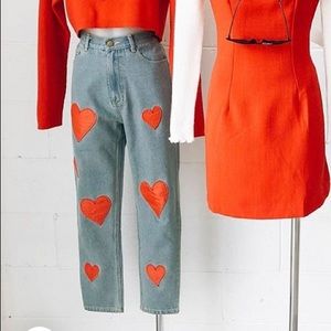 Verge Girl Heart Patch High Waisted Jeans